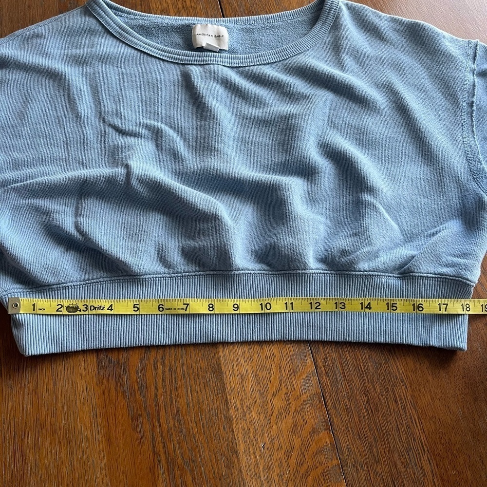 American Eagle Outfitters Blue Crop Sweatshirt Size XS Long Sleeves - Picture 9 of 12